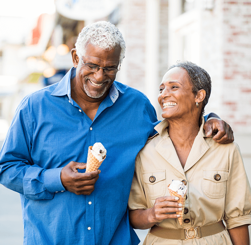 senior couple having ice cream