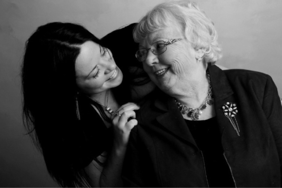 adult granddaughter with her grandmother